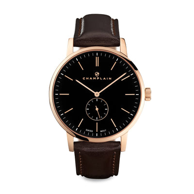 Rose Gold/Black - Brown Governor Watch by Champlain