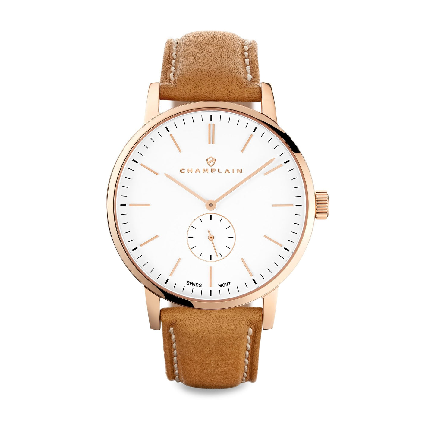 Rose Gold/White - Tan Governor Watch by Champlain