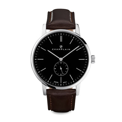 Silver/Black - Brown Governor Watch by Champlain