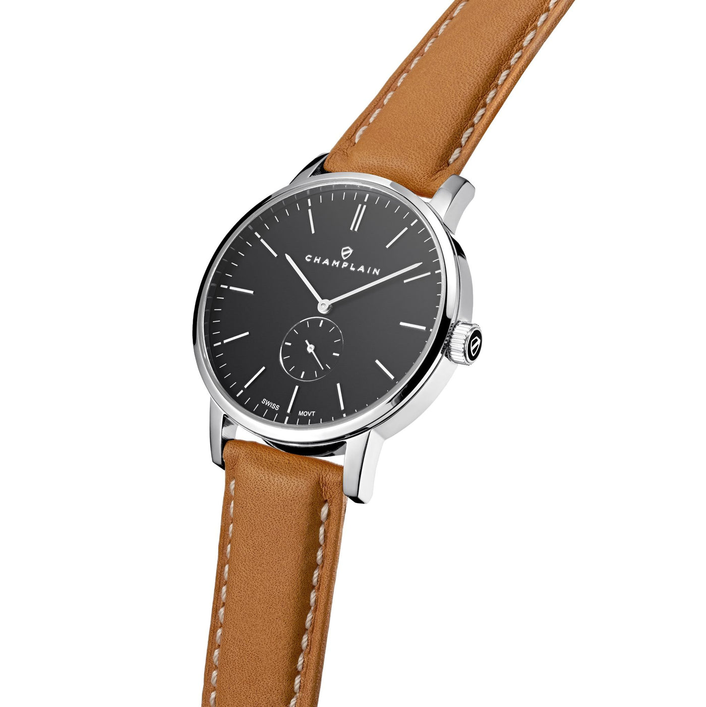 Silver/Black - Tan Governor Watch by Champlain