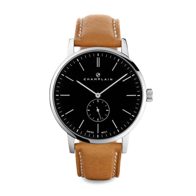 Silver/Black - Tan Governor Watch by Champlain