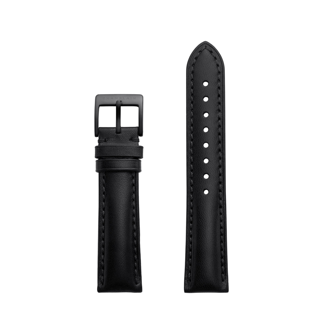 Black-Black Leather Watch Strap by Champlain