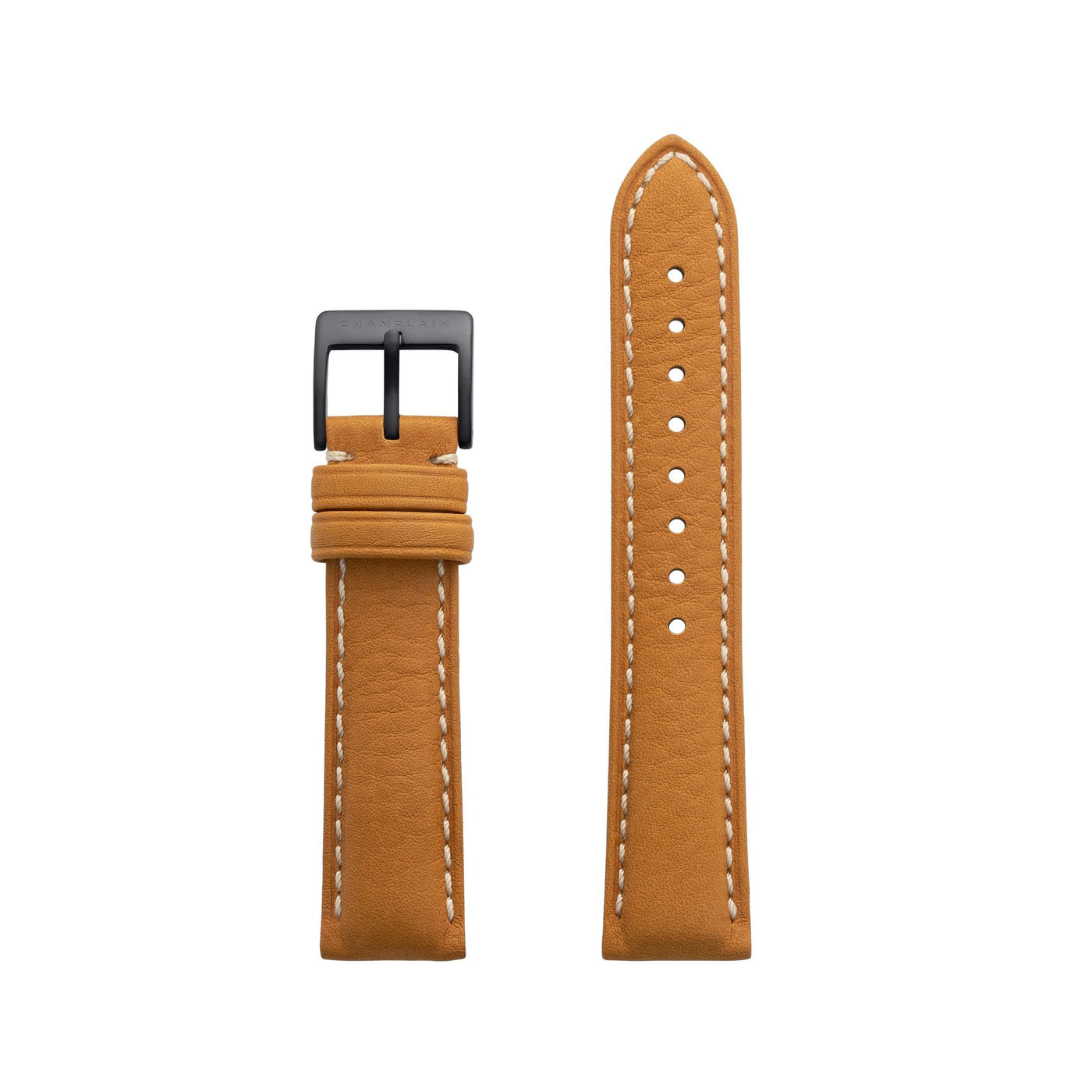 Tan-Black Leather Watch Strap by Champlain